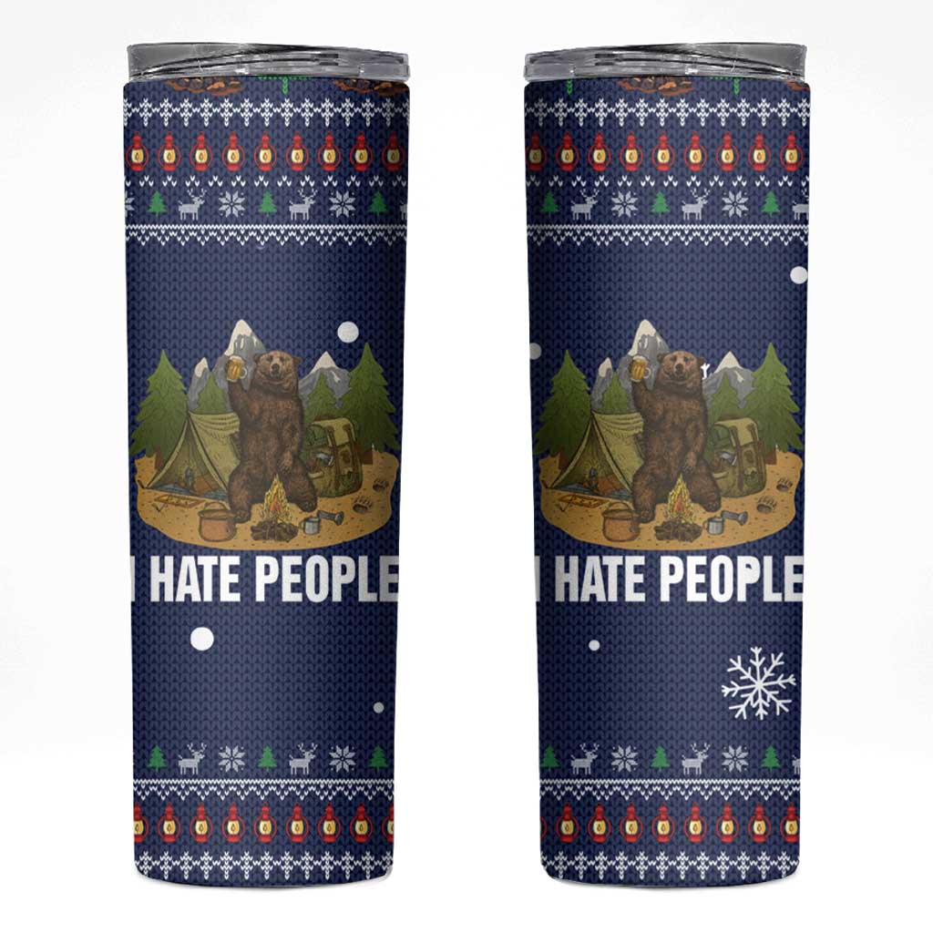 Camping I Hate People Christmas Skinny Tumbler Xmas Holiday Patterns - Wonder Print Shop
