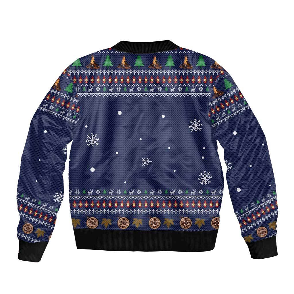 Camping I Hate People Christmas Sleeve Zip Bomber Jacket Xmas Holiday Patterns - Wonder Print Shop