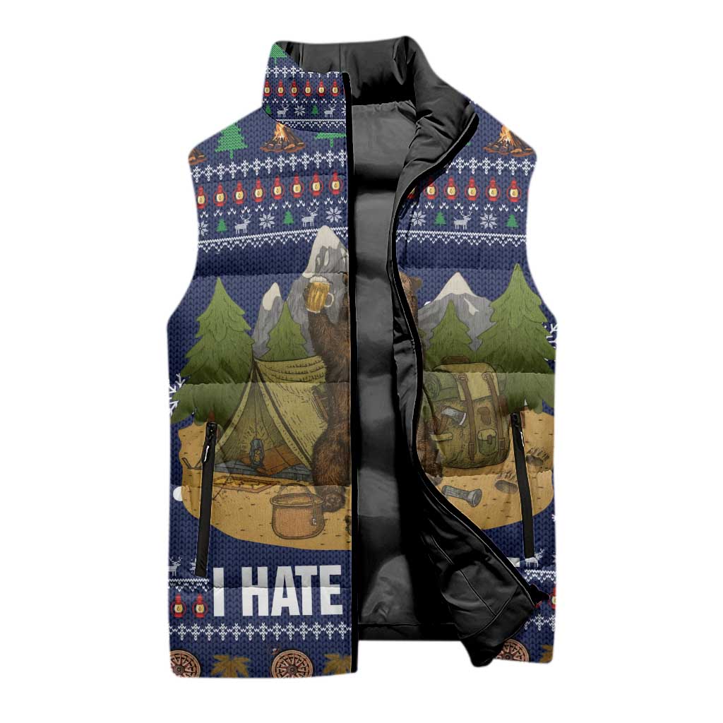 Camping I Hate People Christmas Sleeveless Puffer Jacket Xmas Holiday Patterns - Wonder Print Shop