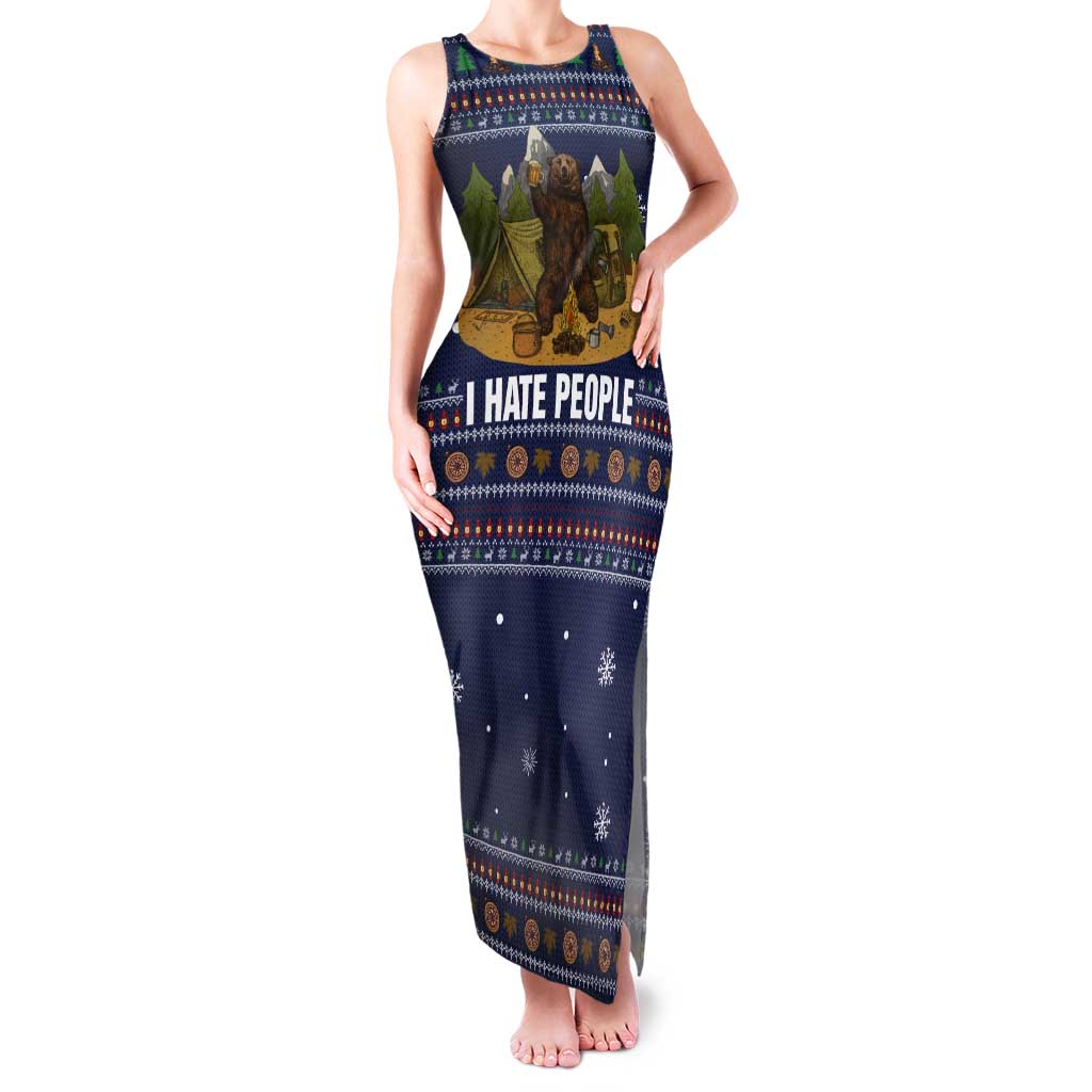 Camping I Hate People Christmas Tank Maxi Dress Xmas Holiday Patterns - Wonder Print Shop