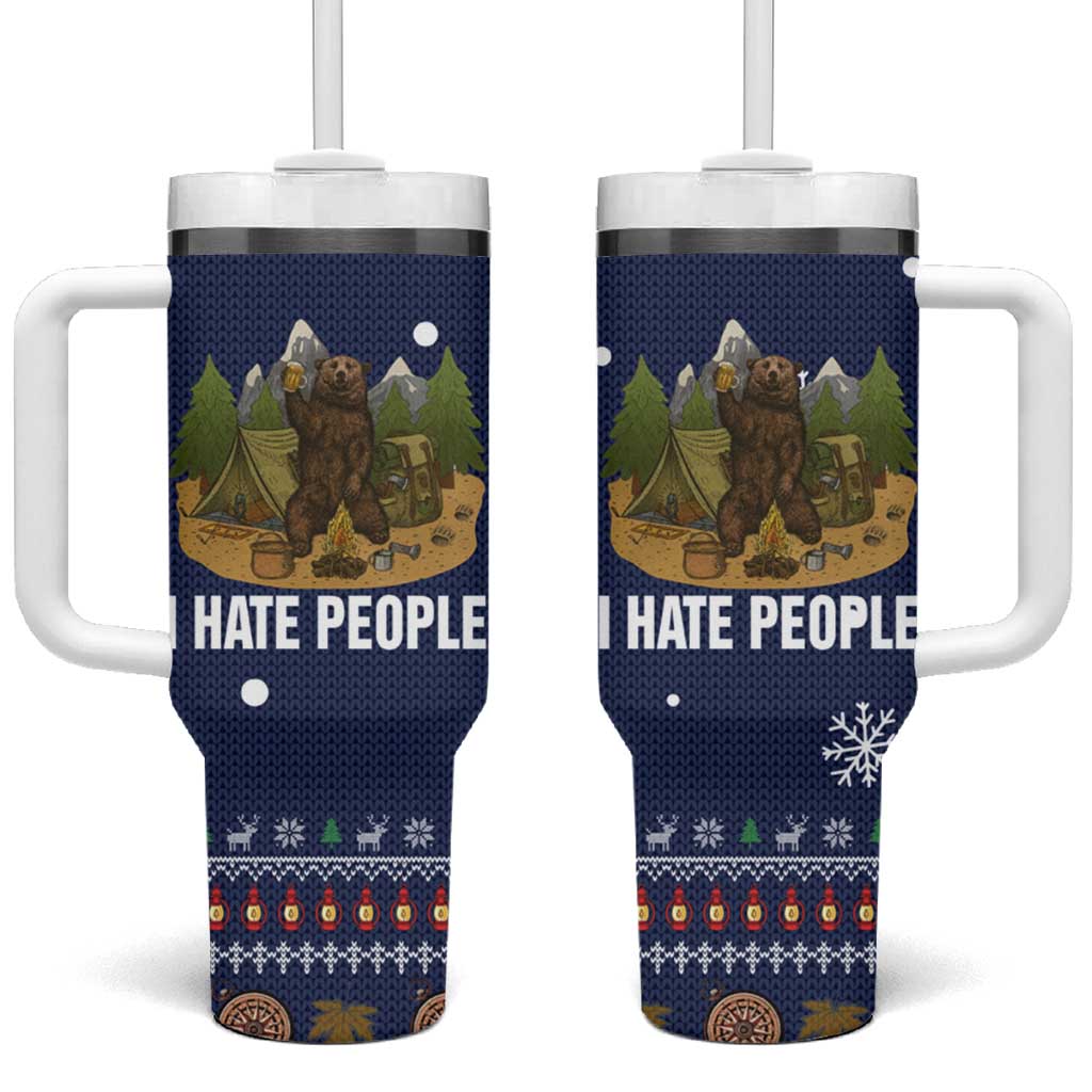 Camping I Hate People Christmas Tumbler With Handle Xmas Holiday Patterns - Wonder Print Shop