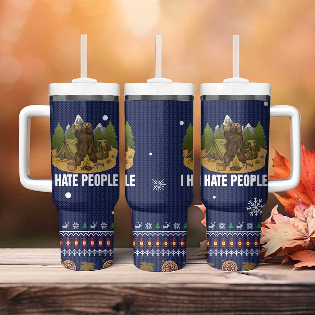 Camping I Hate People Christmas Tumbler With Handle Xmas Holiday Patterns - Wonder Print Shop