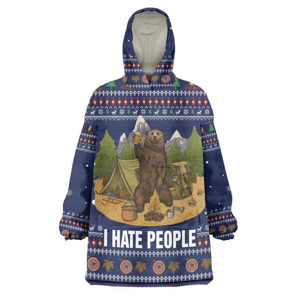 Camping I Hate People Christmas Wearable Blanket Hoodie Xmas Holiday Patterns - Wonder Print Shop