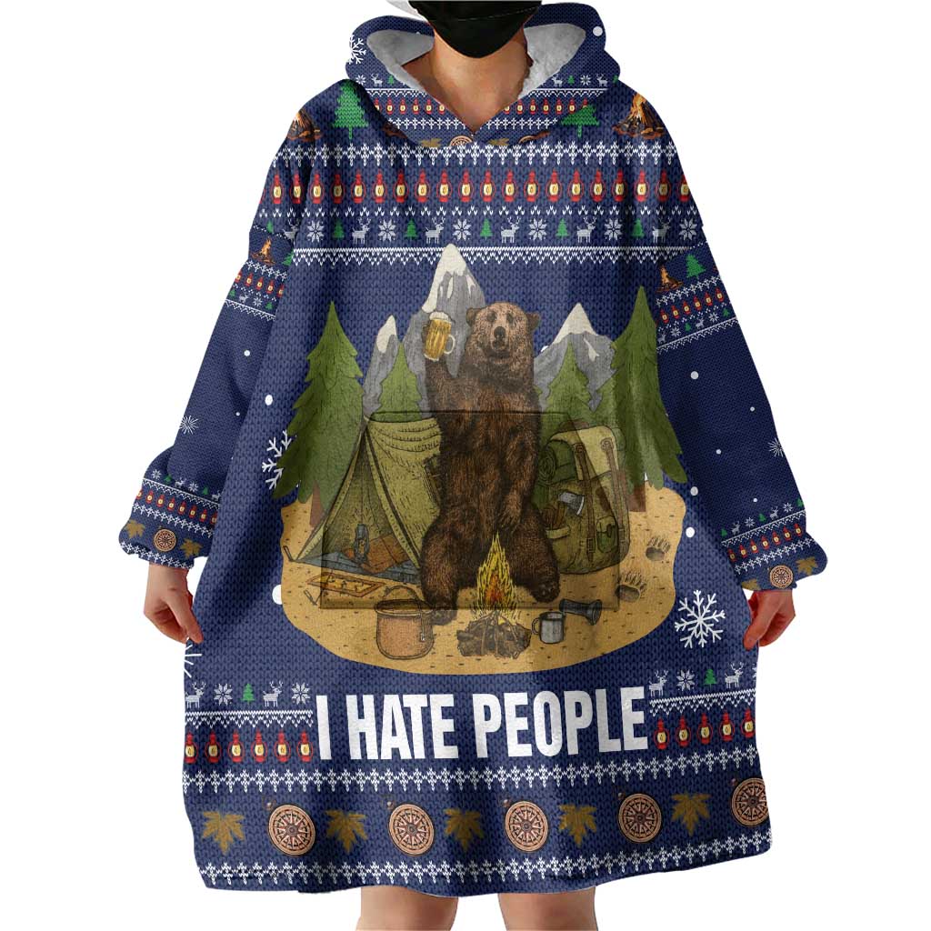 Camping I Hate People Christmas Wearable Blanket Hoodie Xmas Holiday Patterns - Wonder Print Shop