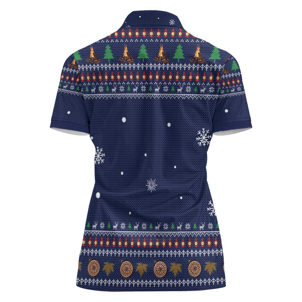 Camping I Hate People Christmas Women Polo Shirt Xmas Holiday Patterns - Wonder Print Shop