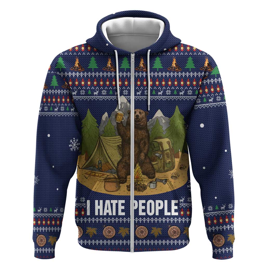 Camping I Hate People Christmas Zip Hoodie Xmas Holiday Patterns - Wonder Print Shop
