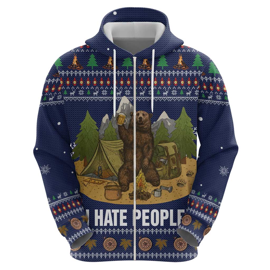Camping I Hate People Christmas Zip Hoodie Xmas Holiday Patterns - Wonder Print Shop
