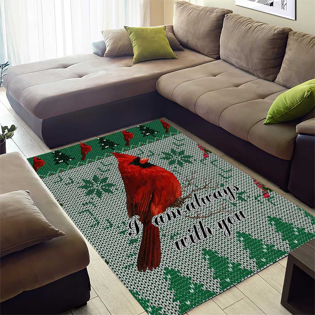 Cardinal I am Always With You Christmas Area Rug Xmas Holiday Patterns - Wonder Print Shop
