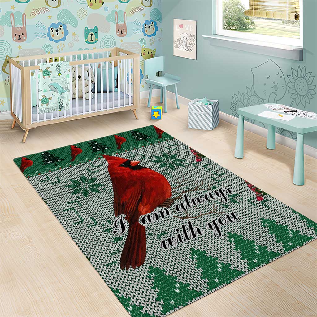 Cardinal I am Always With You Christmas Area Rug Xmas Holiday Patterns - Wonder Print Shop