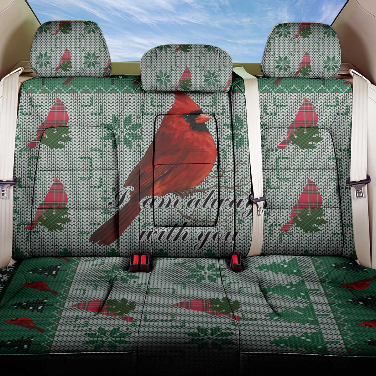 Cardinal I am Always With You Christmas Back Car Seat Cover Xmas Holiday Patterns - Wonder Print Shop