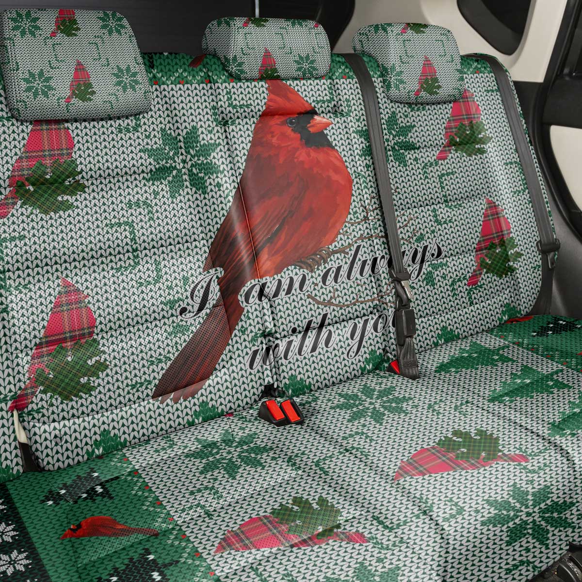 Cardinal I am Always With You Christmas Back Car Seat Cover Xmas Holiday Patterns - Wonder Print Shop