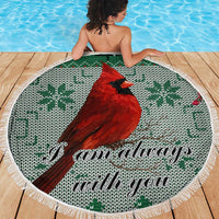 Cardinal I am Always With You Christmas Beach Blanket Xmas Holiday Patterns - Wonder Print Shop
