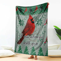 Cardinal I am Always With You Christmas Blanket Xmas Holiday Patterns - Wonder Print Shop