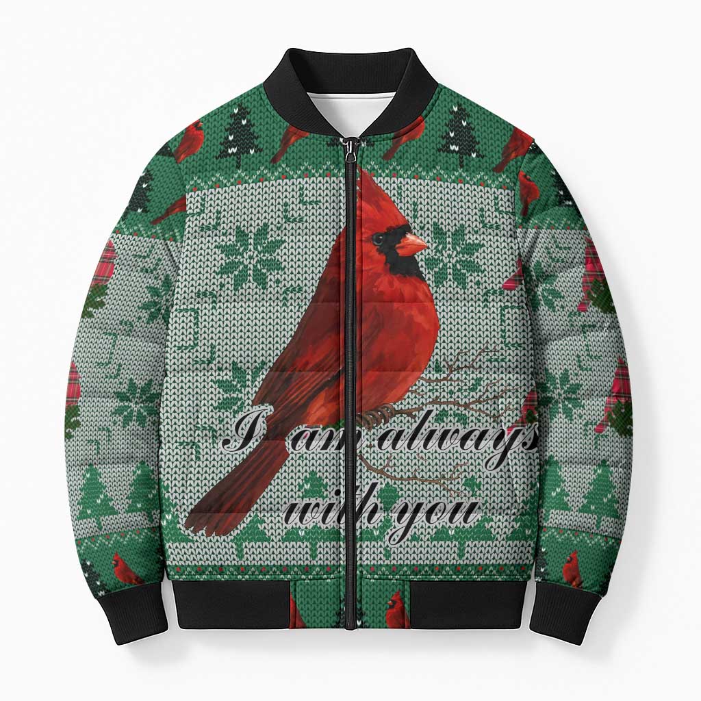 Cardinal I am Always With You Christmas Bomber Puffer Jacket Xmas Holiday Patterns - Wonder Print Shop