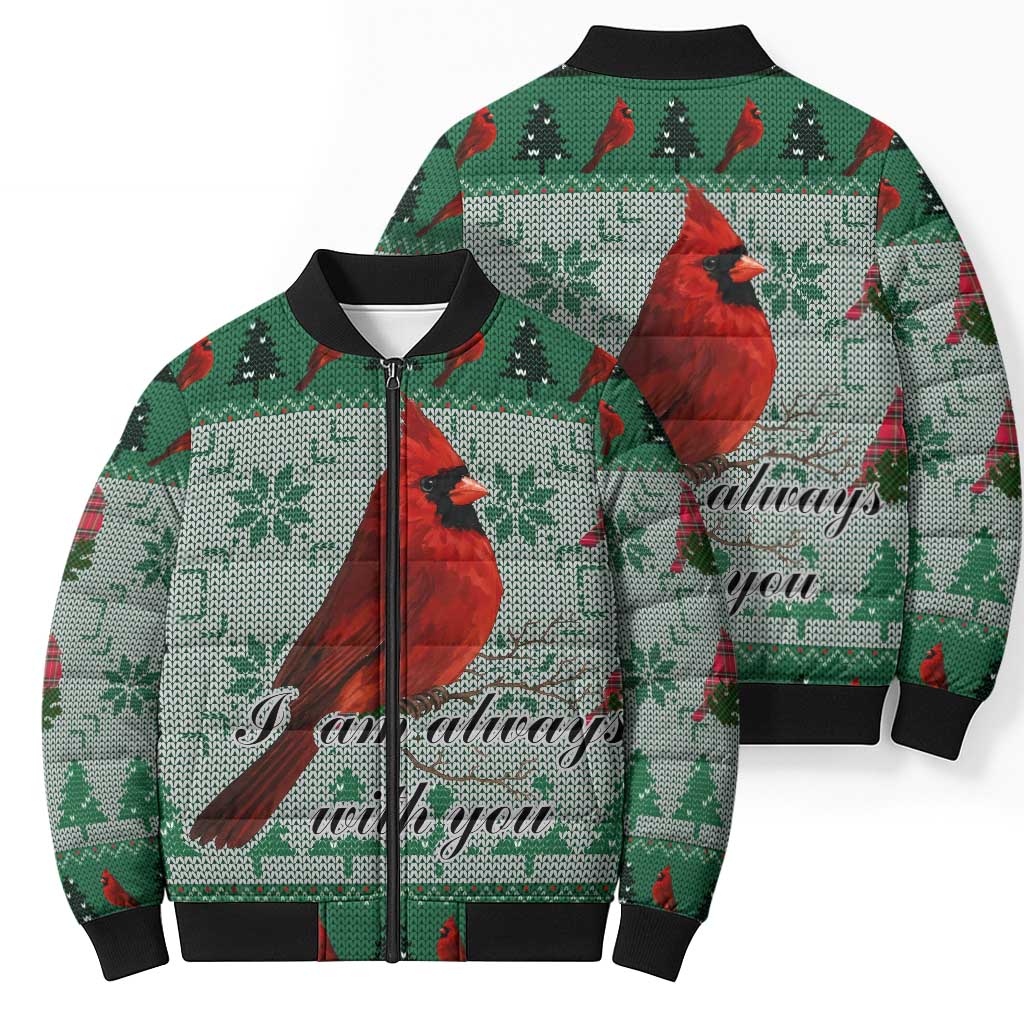 Cardinal I am Always With You Christmas Bomber Puffer Jacket Xmas Holiday Patterns - Wonder Print Shop