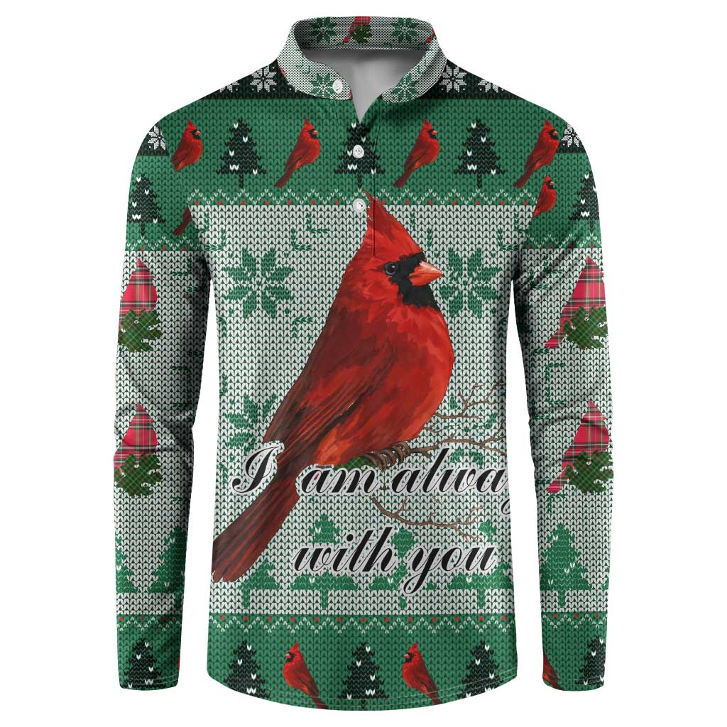 Cardinal I am Always With You Christmas Button Sweatshirt Xmas Holiday Patterns - Wonder Print Shop