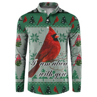 Cardinal I am Always With You Christmas Button Sweatshirt Xmas Holiday Patterns - Wonder Print Shop