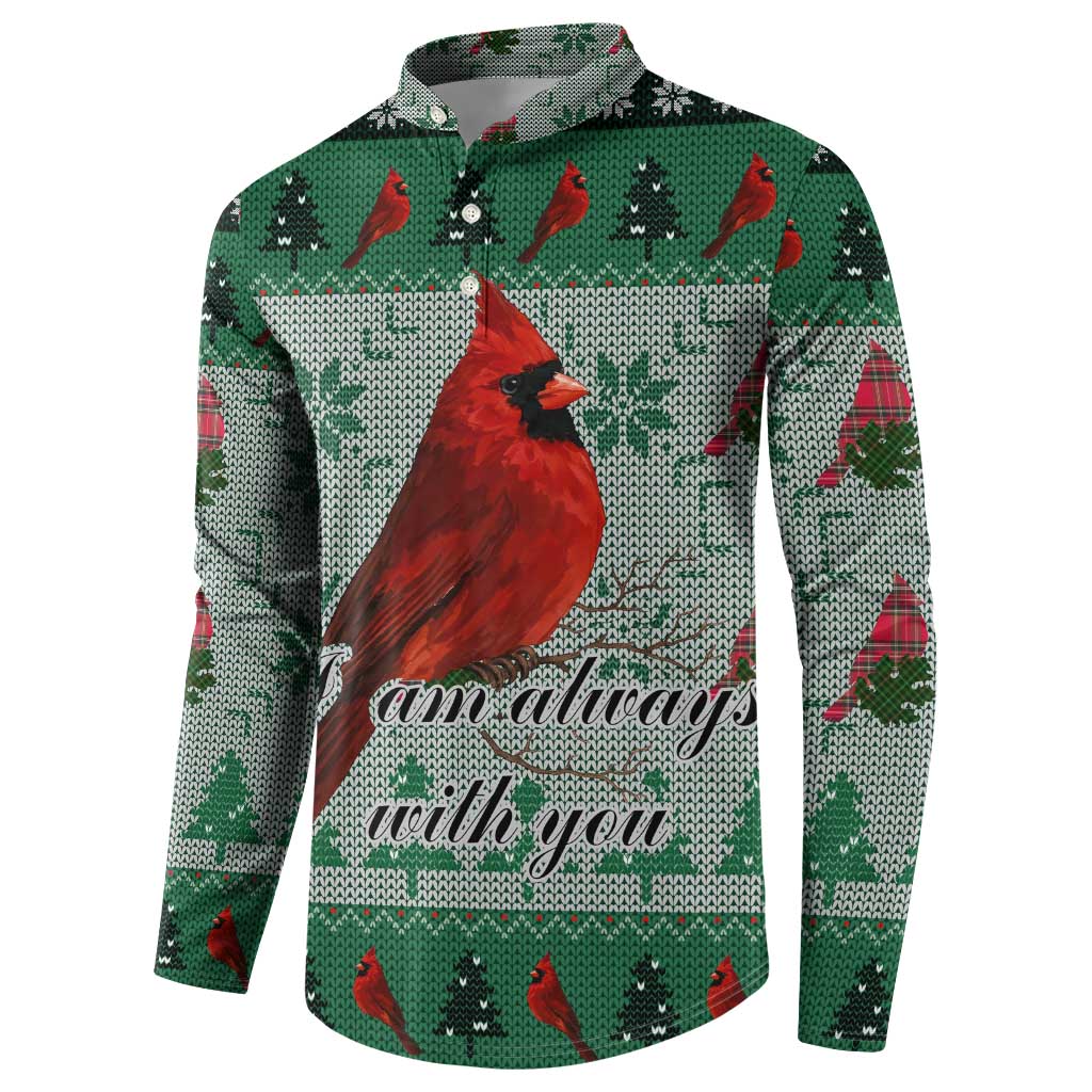 Cardinal I am Always With You Christmas Button Sweatshirt Xmas Holiday Patterns - Wonder Print Shop