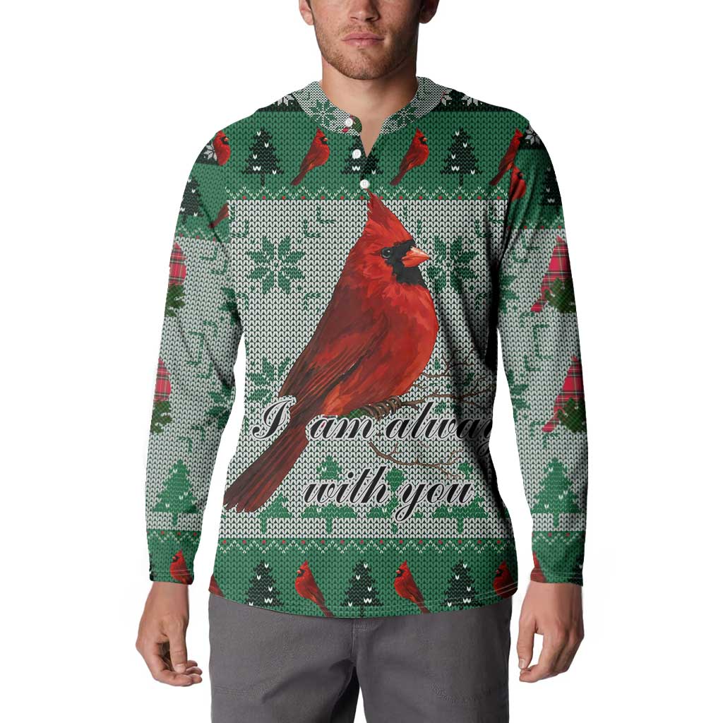 Cardinal I am Always With You Christmas Button Sweatshirt Xmas Holiday Patterns - Wonder Print Shop
