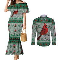 Cardinal I am Always With You Christmas Couples Matching Mermaid Dress and Long Sleeve Button Shirt Xmas Holiday Patterns - Wonder Print Shop