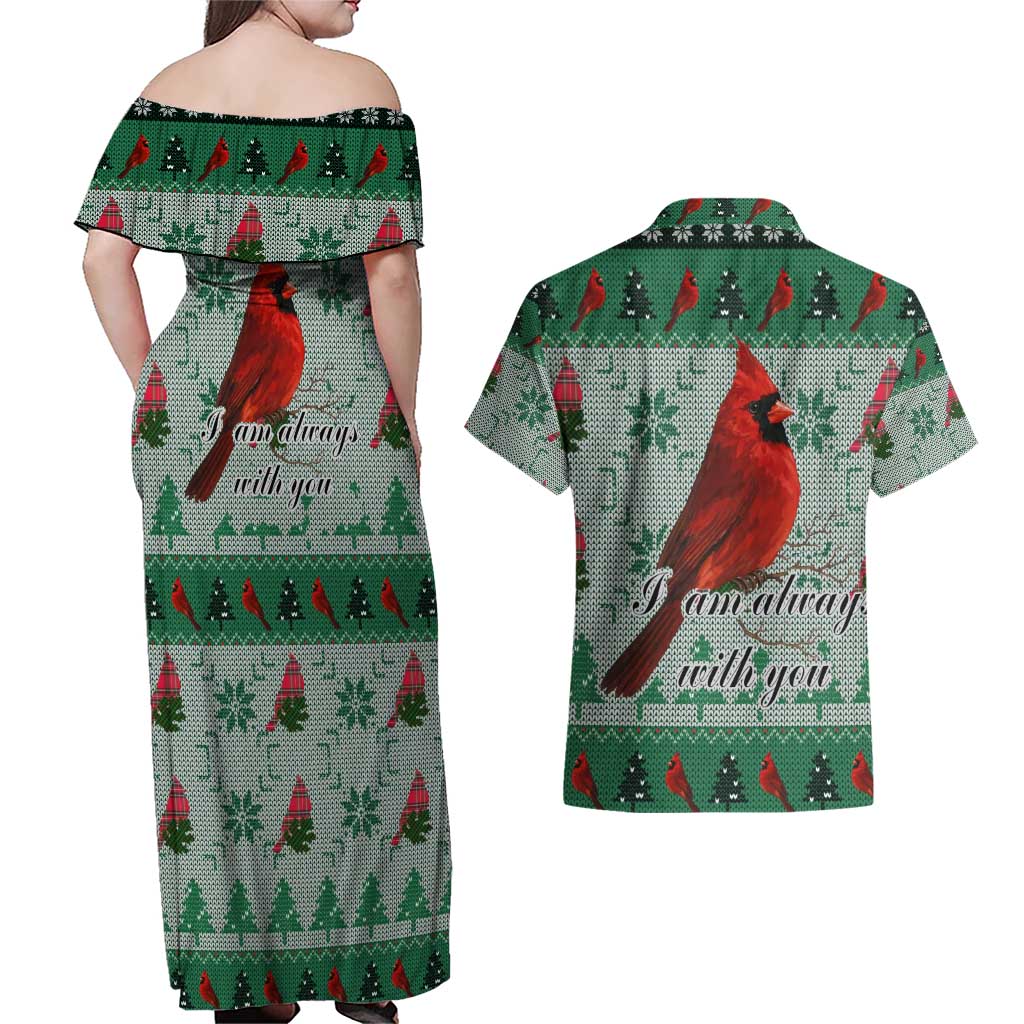 Cardinal I am Always With You Christmas Couples Matching Off Shoulder Maxi Dress and Hawaiian Shirt Xmas Holiday Patterns - Wonder Print Shop