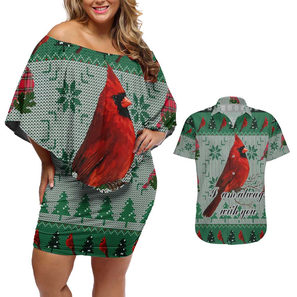 Cardinal I am Always With You Christmas Couples Matching Off Shoulder Short Dress and Hawaiian Shirt Xmas Holiday Patterns - Wonder Print Shop