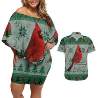 Cardinal I am Always With You Christmas Couples Matching Off Shoulder Short Dress and Hawaiian Shirt Xmas Holiday Patterns - Wonder Print Shop