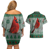 Cardinal I am Always With You Christmas Couples Matching Off Shoulder Short Dress and Hawaiian Shirt Xmas Holiday Patterns - Wonder Print Shop