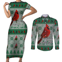 Cardinal I am Always With You Christmas Couples Matching Short Sleeve Bodycon Dress and Long Sleeve Button Shirt Xmas Holiday Patterns - Wonder Print Shop