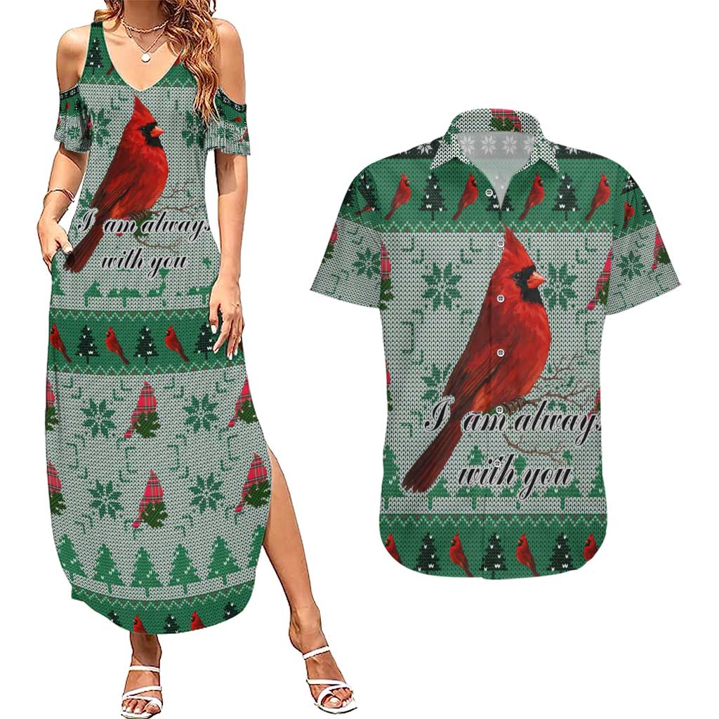 Cardinal I am Always With You Christmas Couples Matching Summer Maxi Dress and Hawaiian Shirt Xmas Holiday Patterns - Wonder Print Shop