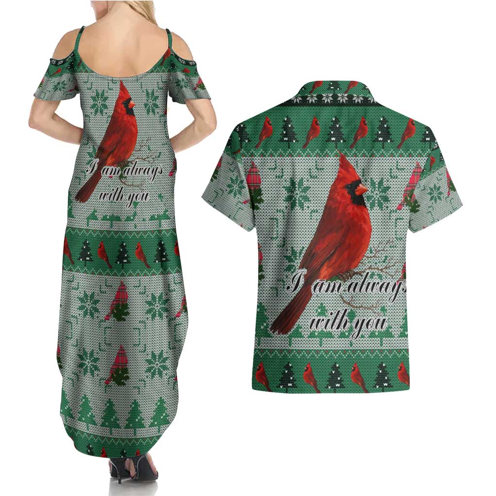 Cardinal I am Always With You Christmas Couples Matching Summer Maxi Dress and Hawaiian Shirt Xmas Holiday Patterns - Wonder Print Shop