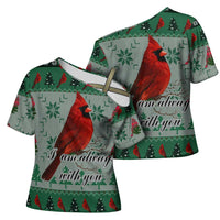 Cardinal I am Always With You Christmas Cross Shoulder Shirt Xmas Holiday Patterns - Wonder Print Shop
