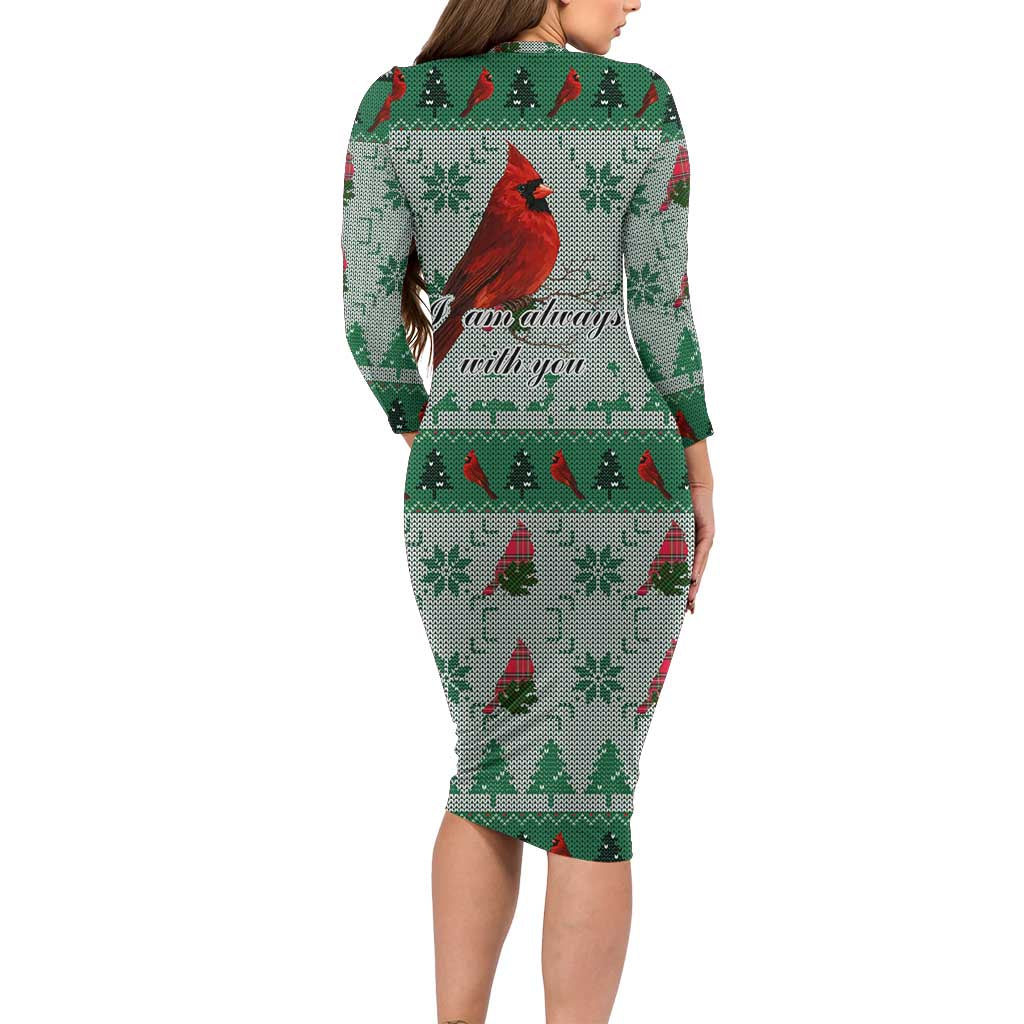 Cardinal I am Always With You Christmas Family Matching Long Sleeve Bodycon Dress and Hawaiian Shirt Xmas Holiday Patterns - Wonder Print Shop