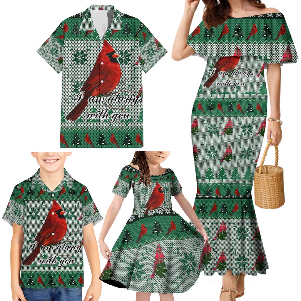 Cardinal I am Always With You Christmas Family Matching Mermaid Dress and Hawaiian Shirt Xmas Holiday Patterns - Wonder Print Shop