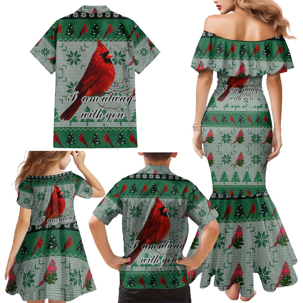 Cardinal I am Always With You Christmas Family Matching Mermaid Dress and Hawaiian Shirt Xmas Holiday Patterns - Wonder Print Shop