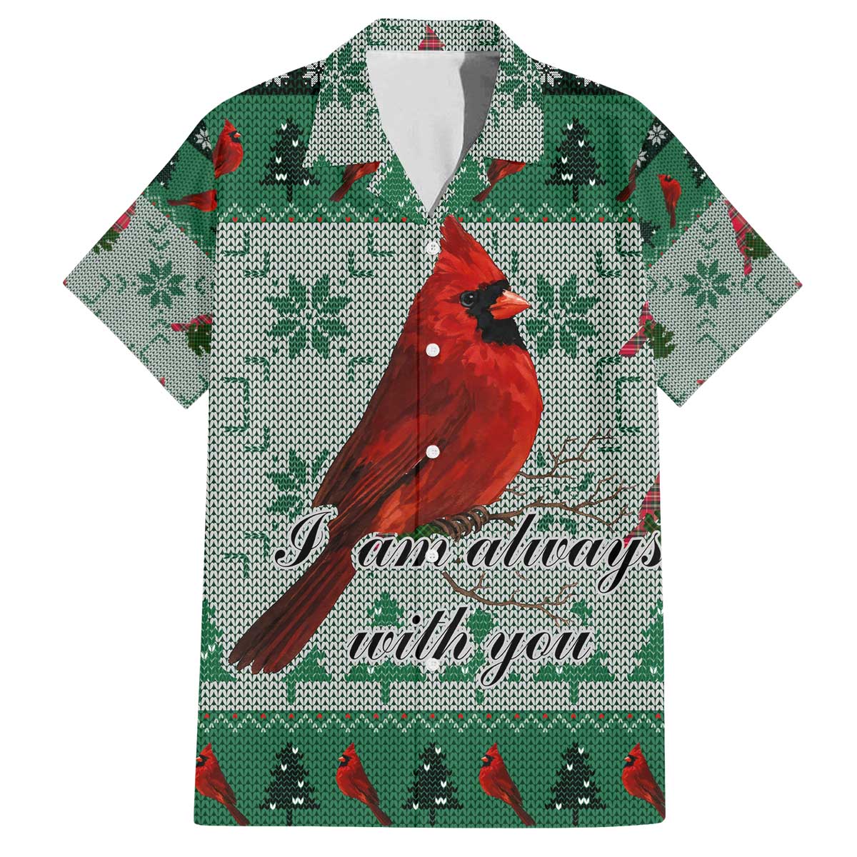 Cardinal I am Always With You Christmas Family Matching Off The Shoulder Long Sleeve Dress and Hawaiian Shirt Xmas Holiday Patterns - Wonder Print Shop