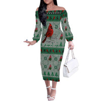 Cardinal I am Always With You Christmas Family Matching Off The Shoulder Long Sleeve Dress and Hawaiian Shirt Xmas Holiday Patterns - Wonder Print Shop