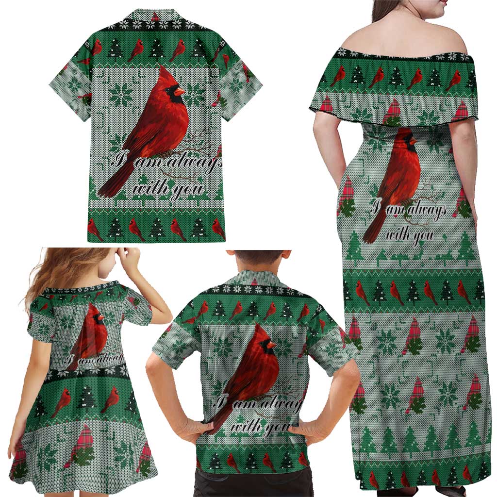 Cardinal I am Always With You Christmas Family Matching Off Shoulder Maxi Dress and Hawaiian Shirt Xmas Holiday Patterns - Wonder Print Shop