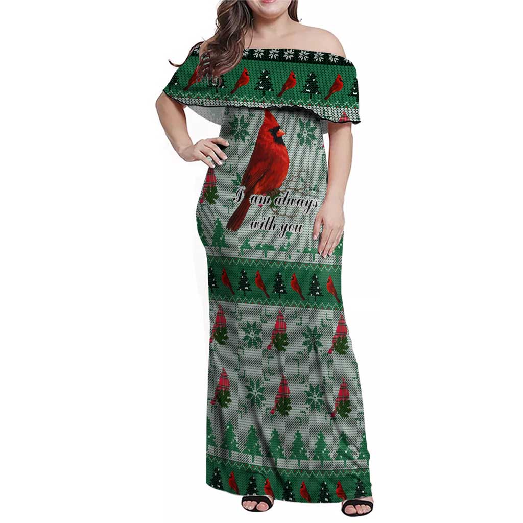 Cardinal I am Always With You Christmas Family Matching Off Shoulder Maxi Dress and Hawaiian Shirt Xmas Holiday Patterns - Wonder Print Shop
