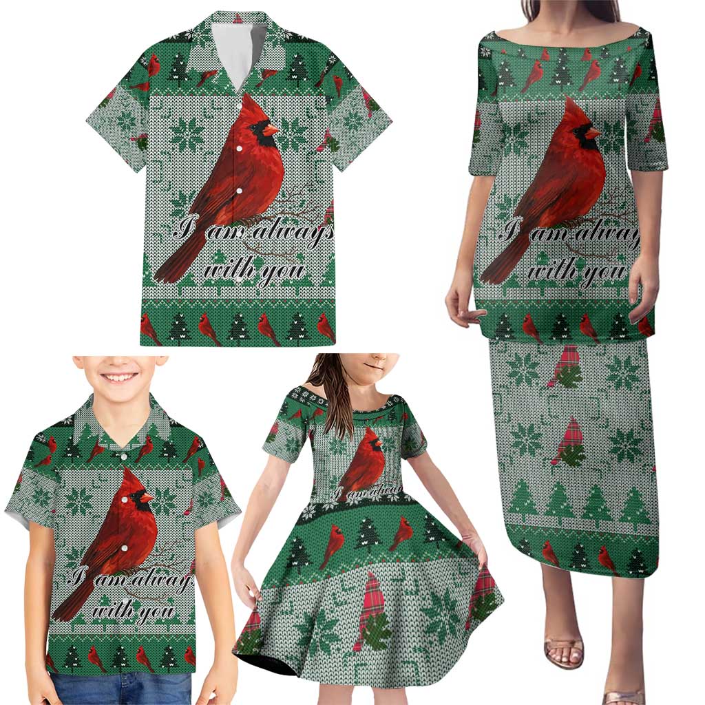 Cardinal I am Always With You Christmas Family Matching Puletasi and Hawaiian Shirt Xmas Holiday Patterns - Wonder Print Shop