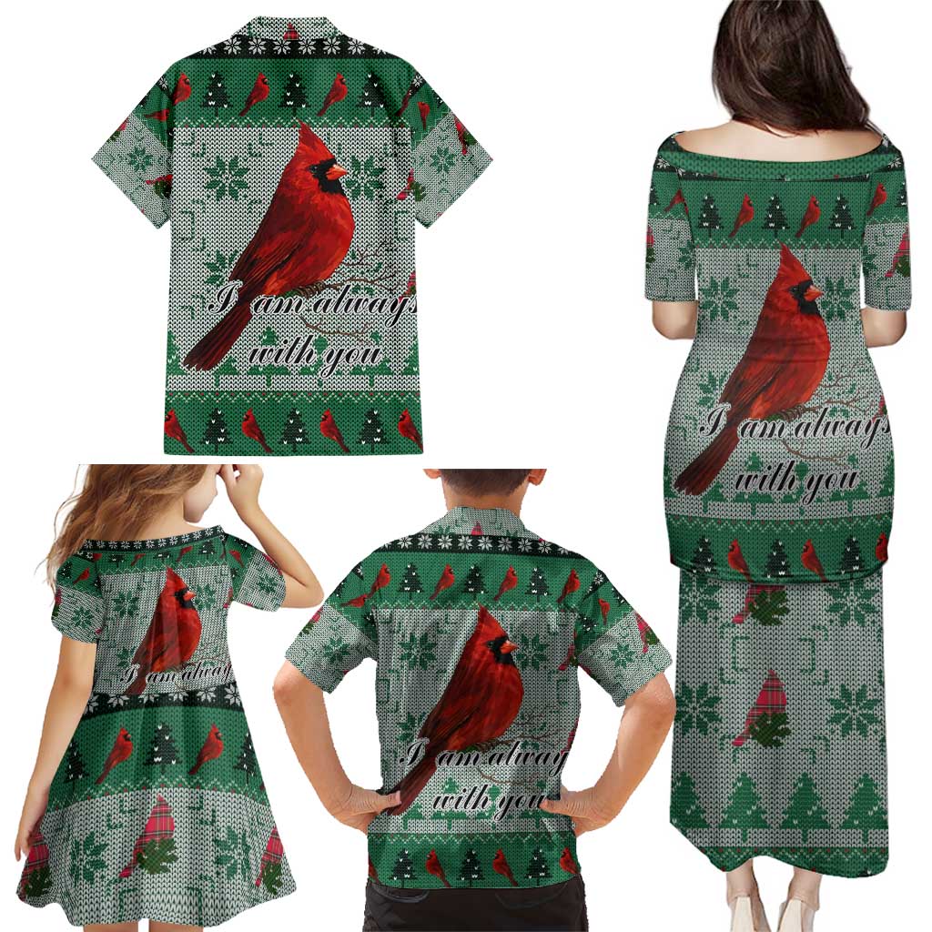 Cardinal I am Always With You Christmas Family Matching Puletasi and Hawaiian Shirt Xmas Holiday Patterns - Wonder Print Shop