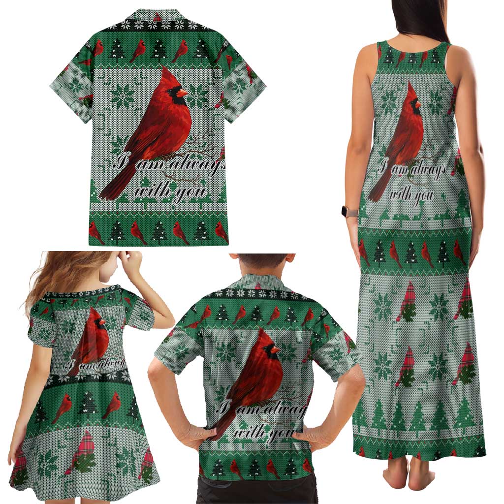 Cardinal I am Always With You Christmas Family Matching Tank Maxi Dress and Hawaiian Shirt Xmas Holiday Patterns - Wonder Print Shop