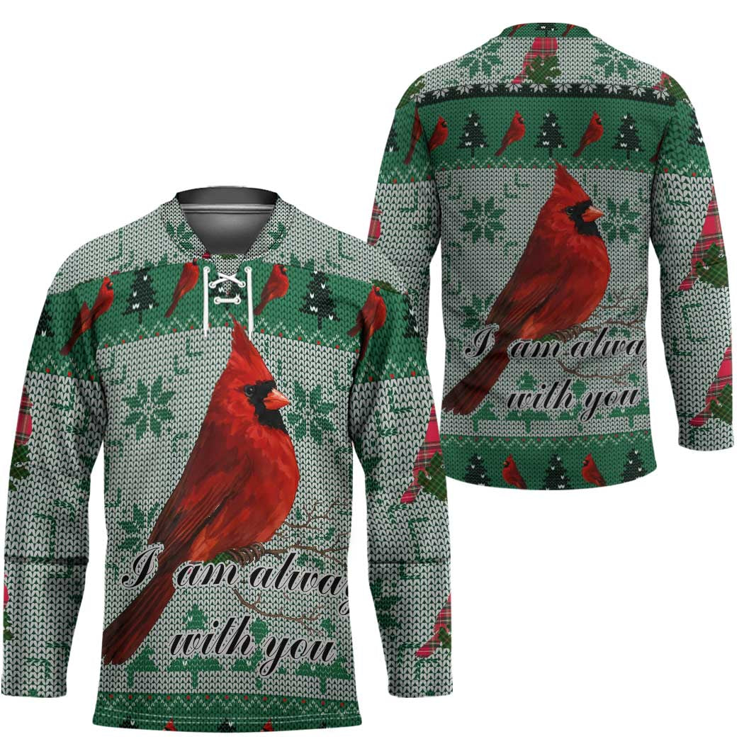 Cardinal I am Always With You Christmas Hockey Jersey Xmas Holiday Patterns - Wonder Print Shop