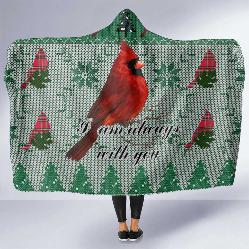 Cardinal I am Always With You Christmas Hooded Blanket Xmas Holiday Patterns - Wonder Print Shop