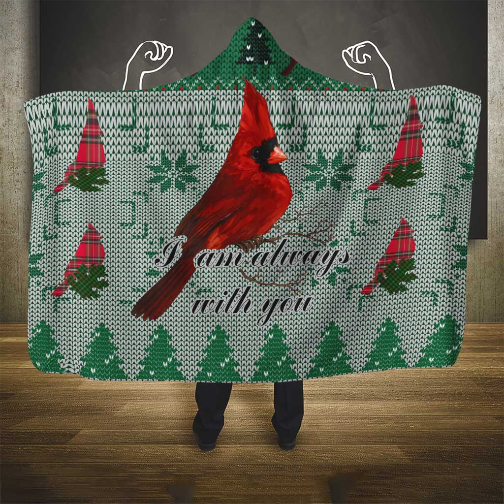 Cardinal I am Always With You Christmas Hooded Blanket Xmas Holiday Patterns - Wonder Print Shop