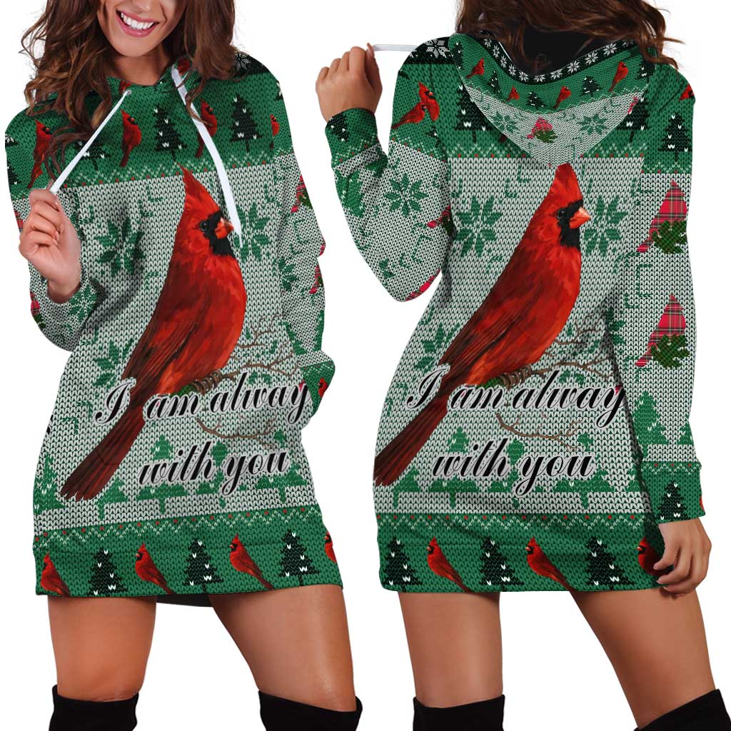 Cardinal I am Always With You Christmas Hoodie Dress Xmas Holiday Patterns - Wonder Print Shop