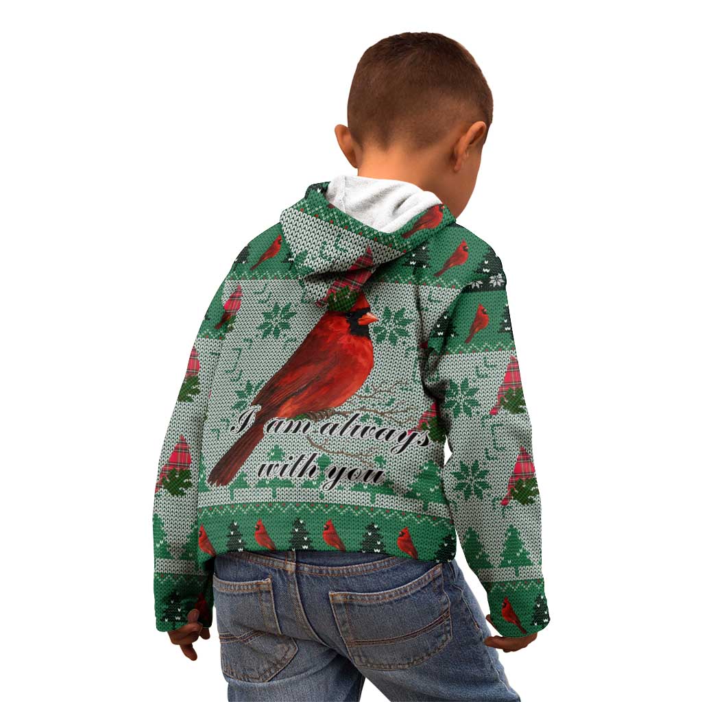Cardinal I am Always With You Christmas Kid Hoodie Xmas Holiday Patterns - Wonder Print Shop