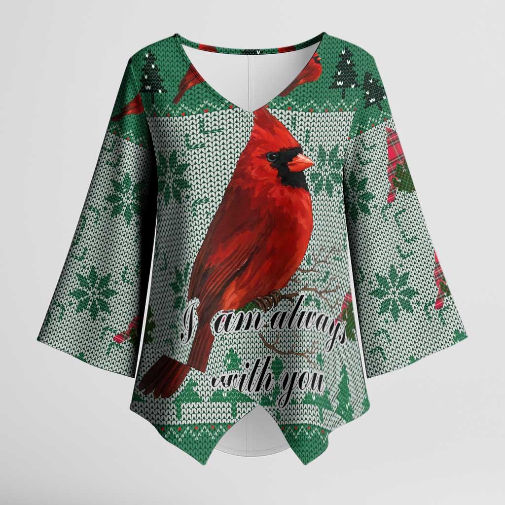 Cardinal I am Always With You Christmas Kimono Sleeve Blouse Xmas Holiday Patterns - Wonder Print Shop
