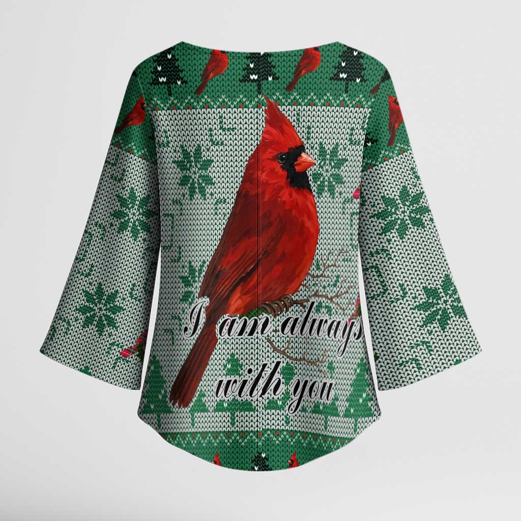 Cardinal I am Always With You Christmas Kimono Sleeve Blouse Xmas Holiday Patterns - Wonder Print Shop