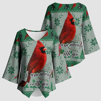 Cardinal I am Always With You Christmas Kimono Sleeve Blouse Xmas Holiday Patterns - Wonder Print Shop